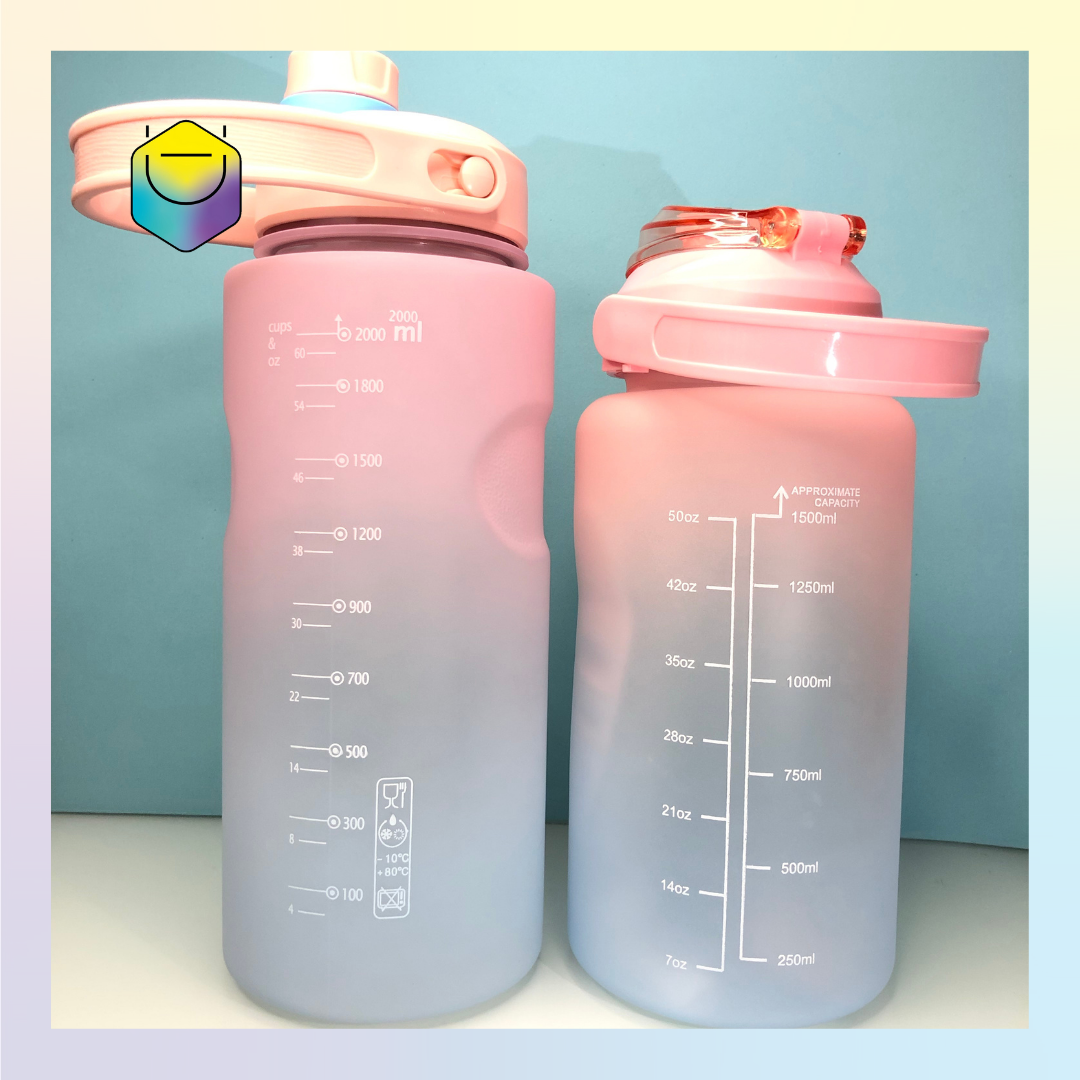 Botella Termo Motivacional Agua 2 Litros + Funda y Lazo